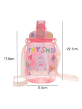 1200ml Cute Bear Bunny Straw Strap Water Bottle