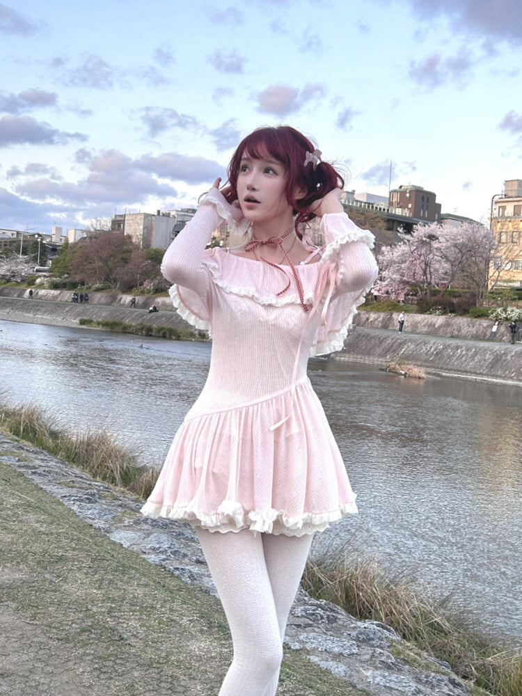 Cherry Mist Ruffle Dress