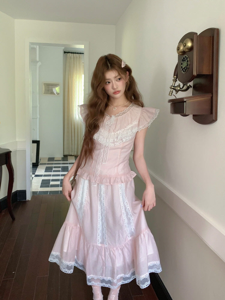 Cherry Cream Lace Ensemble