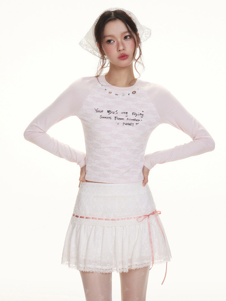 Ribbon Petal Eyelet Skirt