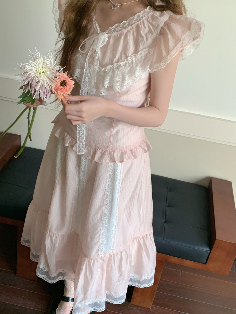 Cherry Cream Lace Ensemble
