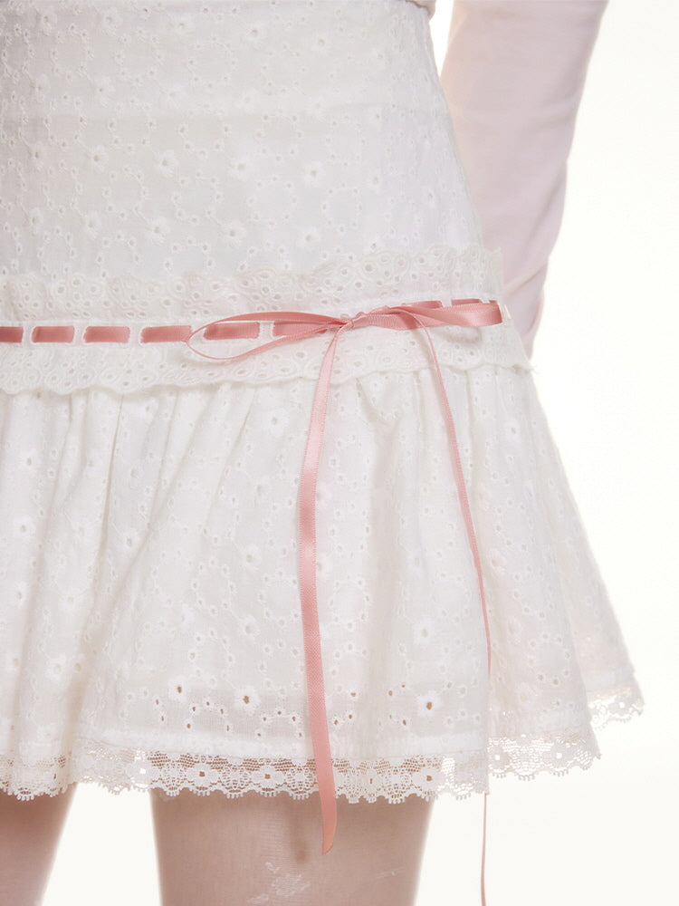 Ribbon Petal Eyelet Skirt