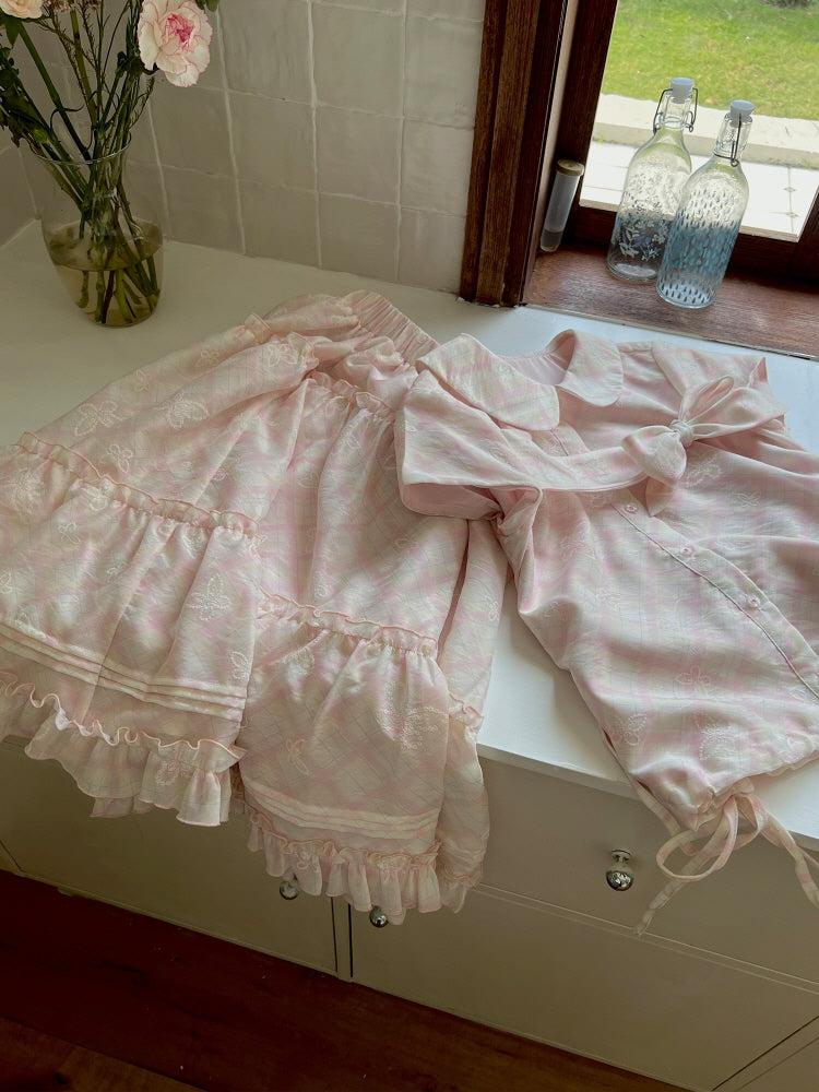 Whispering Butterflies Gingham Set