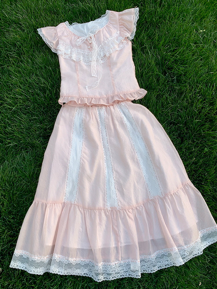 Cherry Cream Lace Ensemble