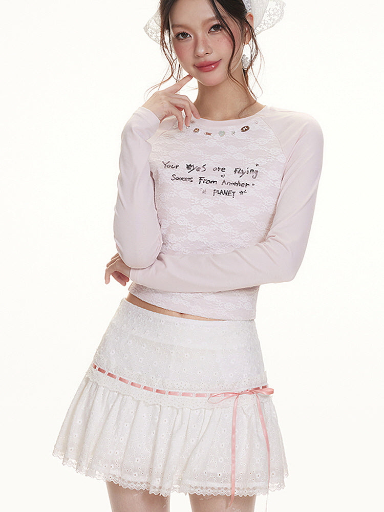 Ribbon Petal Eyelet Skirt