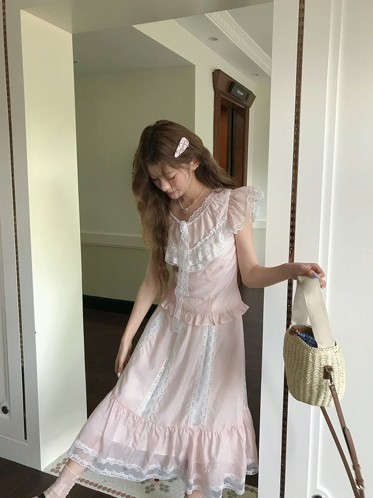 Cherry Cream Lace Ensemble