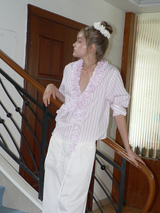 Whispering Petal Stripe Blouse