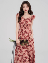 Vintage Rose Slit Maxi Dress