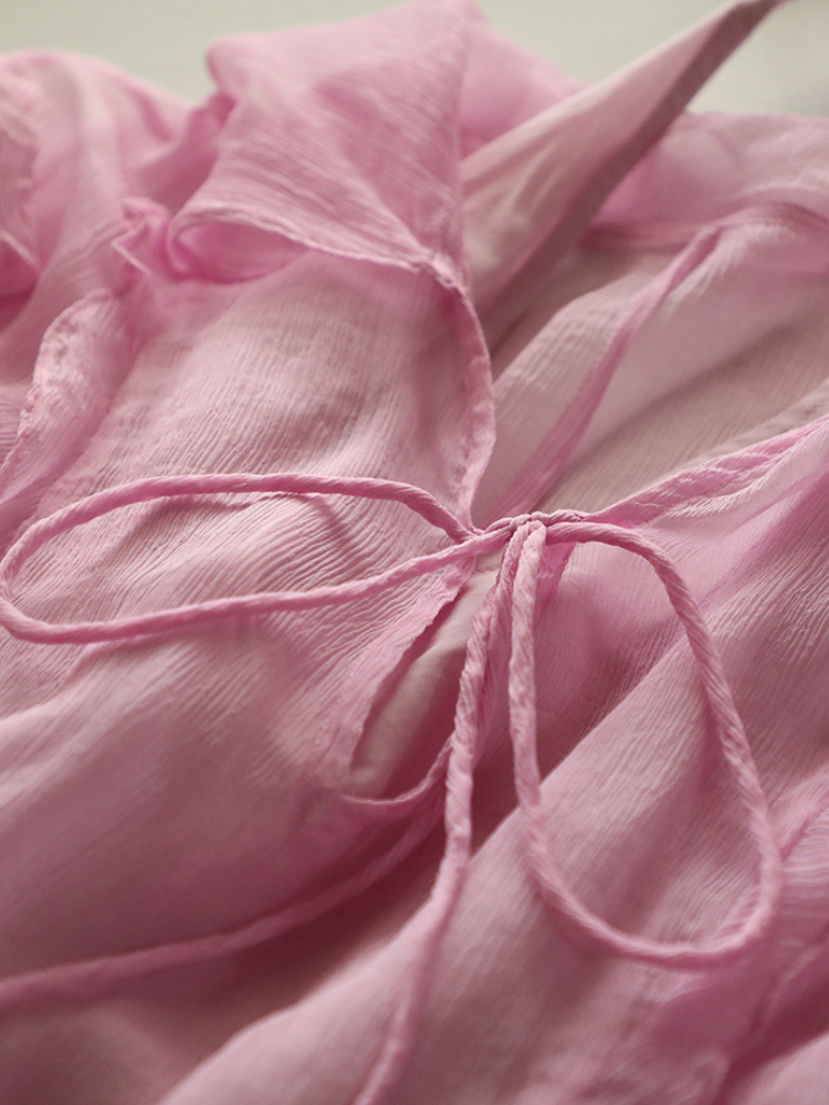 Bubblegum Whisper Sheer Silk Blouse