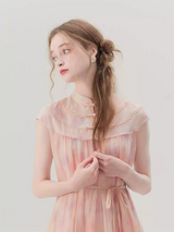 Romantic Gradient Mandarin Collar Dress