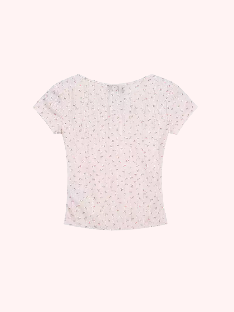 Soft Floral Ribbon Top