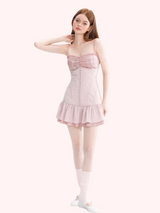 Pink Plaid Ruffle Corset Dress