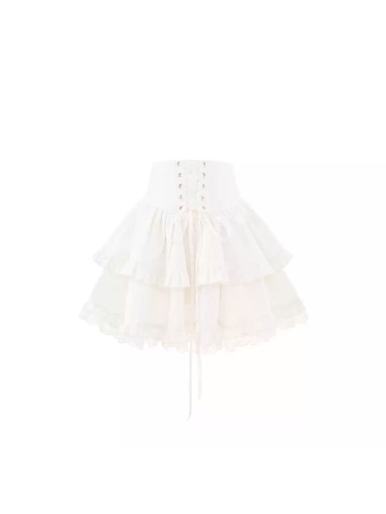 Lace-Tiered Corset Skirt