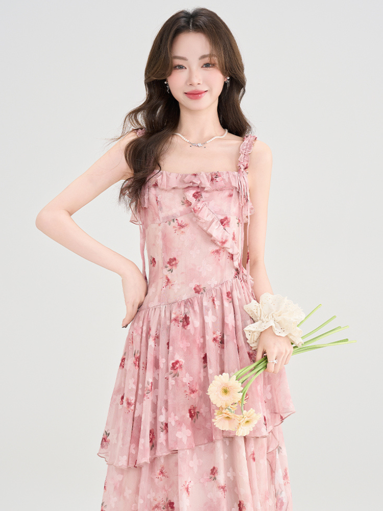 Rose Blossom Floral Tiered Dress