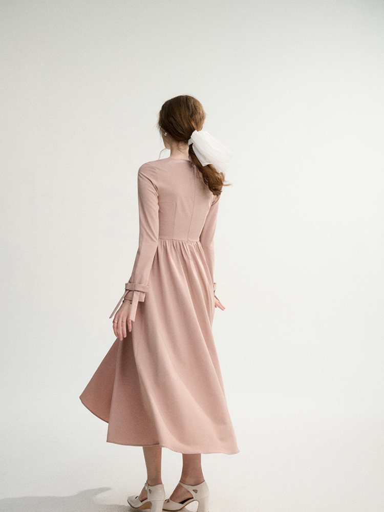 Dry Rose Elegance Wool Dress
