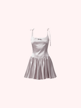 Silver Pink Glow Satin Ribbon Dress