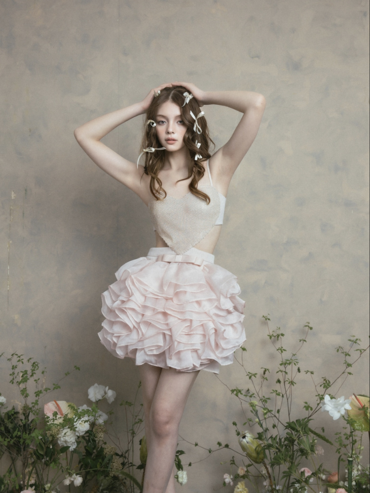 Dreamy Ruffled Organza Mini Dress