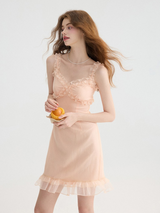 Peach Bloom Ruffle Dress