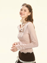 Blush Whispers Ribbon Knit Top