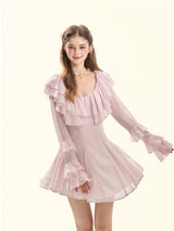 Rosy Whisper Ruffle Princess Dress