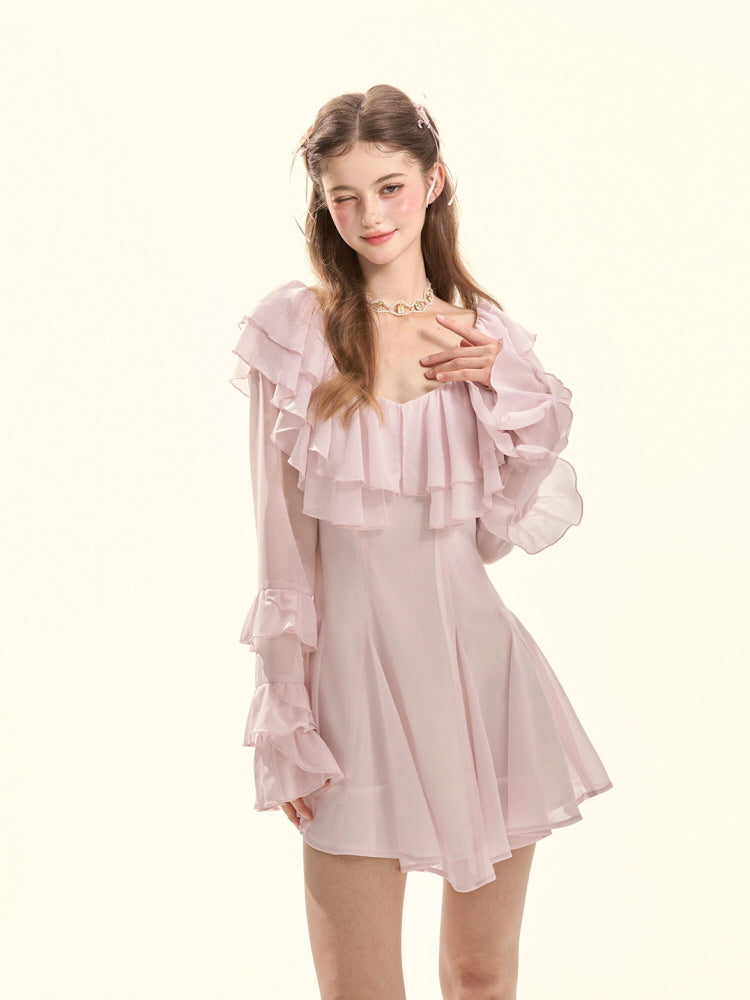 Rosy Whisper Ruffle Princess Dress