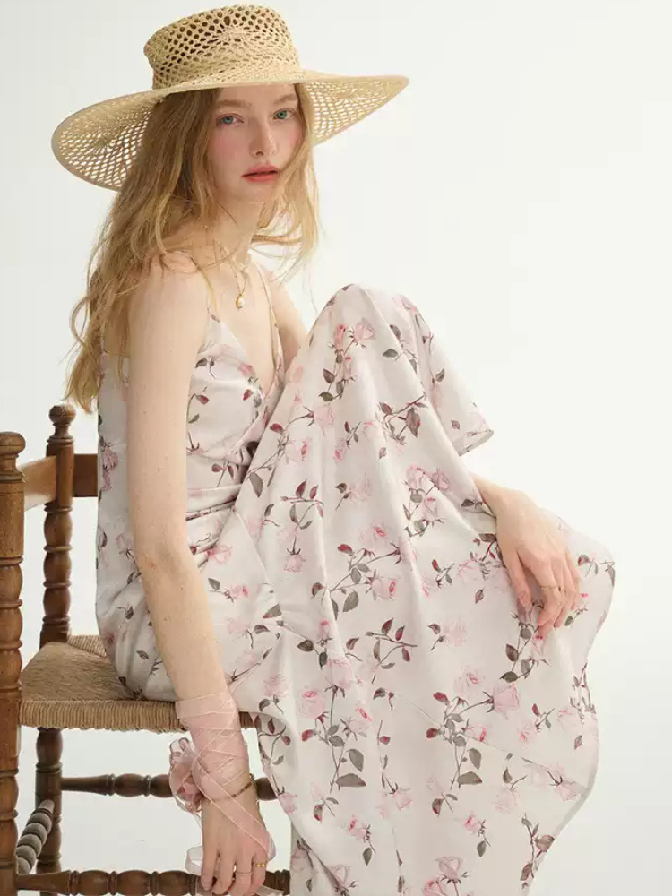 Roseblush Vine Slip Dress