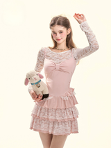 Velvet Blush Lace Waltz Dress