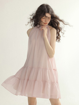 Rosette Whisper Halter Dress