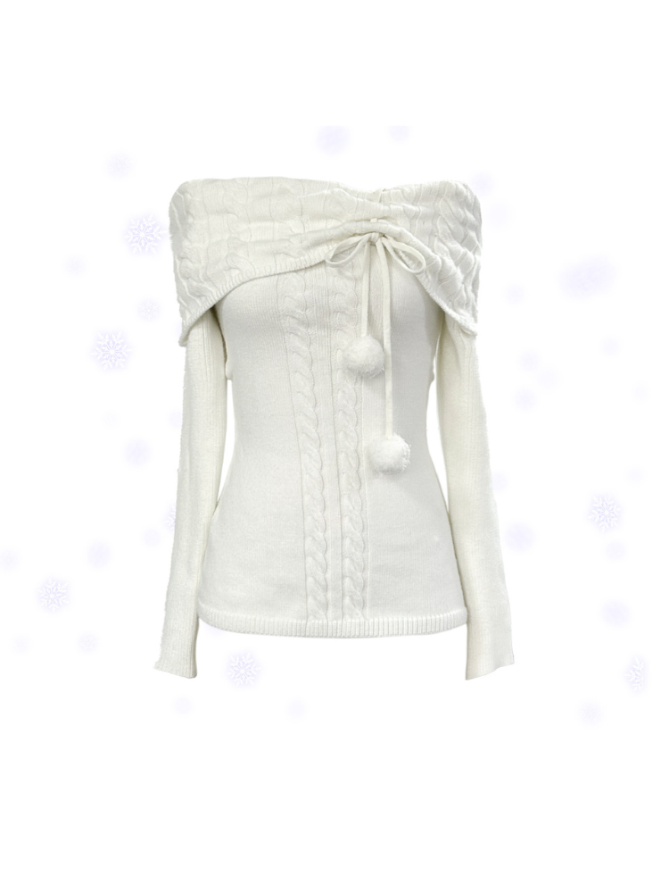 Frosted Rose Off-Shoulder Knit Top
