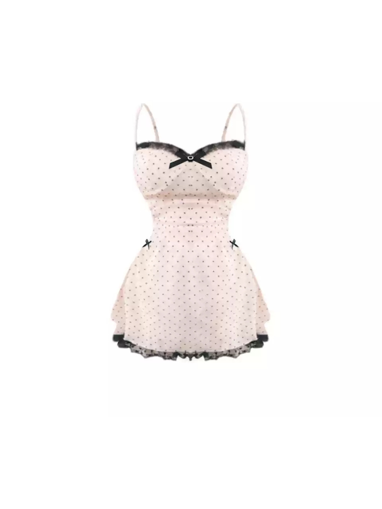 Lace Bow Polka Princess Dress