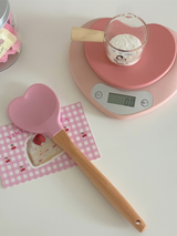 2Pcs Kitchen Pink Love Silicone Baking Spoon