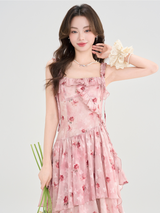 Rose Blossom Floral Tiered Dress