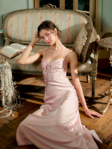 Rosé Satin Lattice Dress