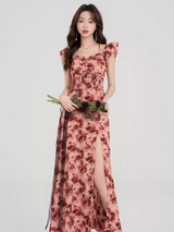 Vintage Rose Slit Maxi Dress