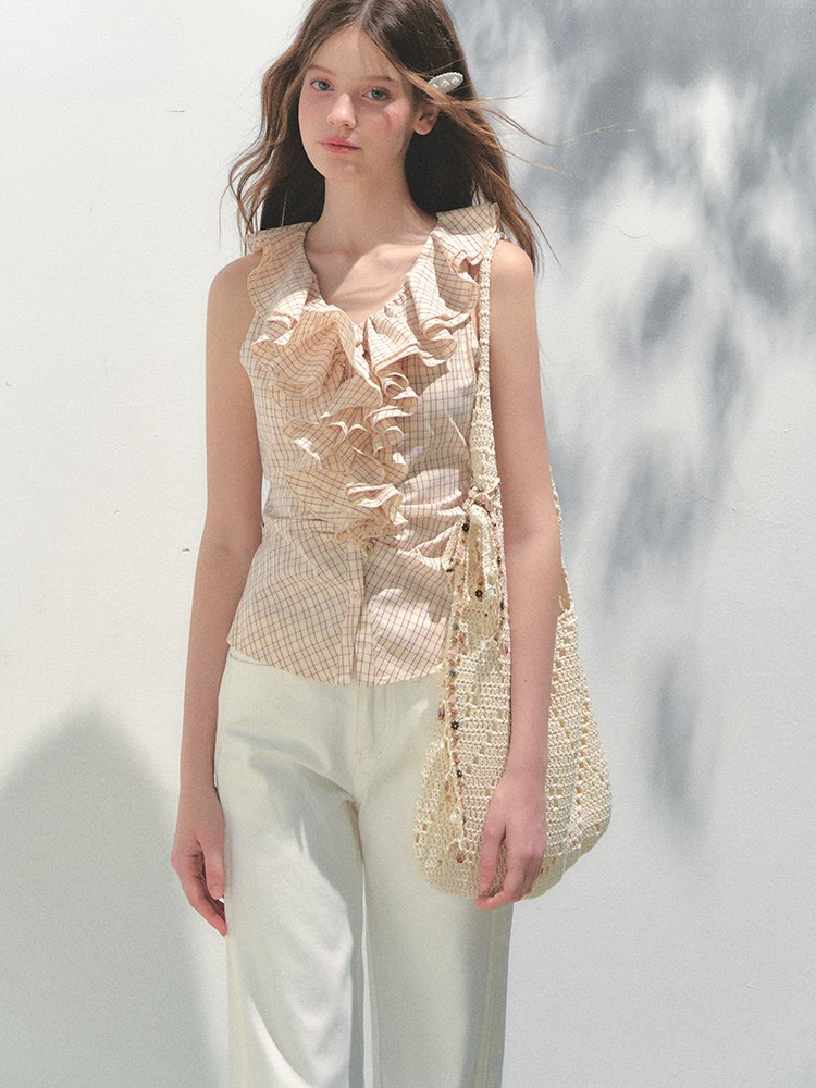 Peach Picnic Ruffle Blouse