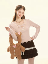 Blush Whispers Ribbon Knit Top