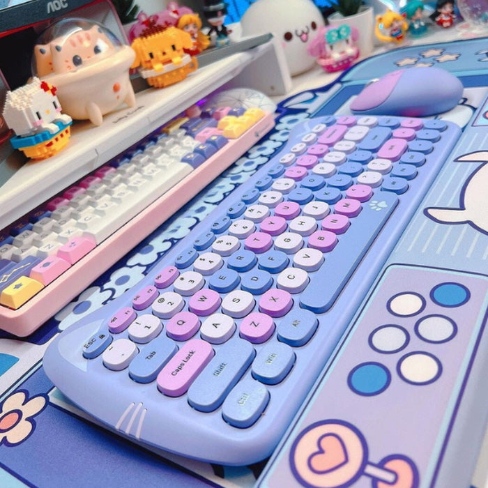 Cute Meow Wireless Keyboard Mouse Set