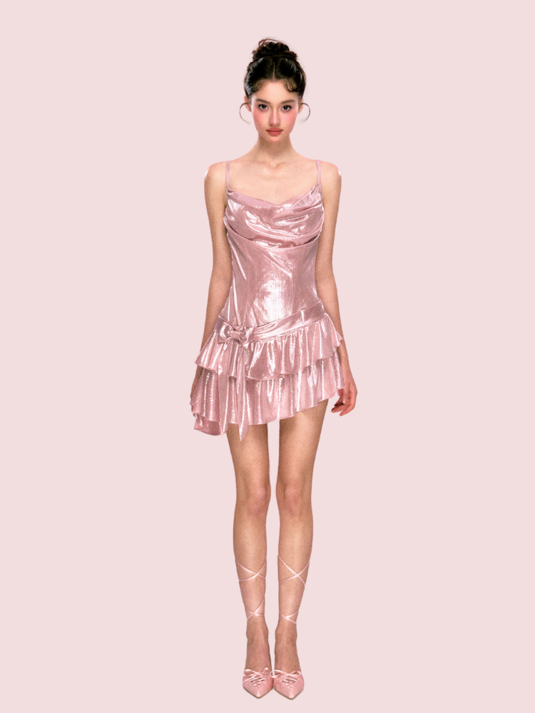 Lustrous Rose Ruffle Dress