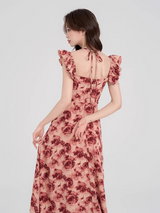 Vintage Rose Slit Maxi Dress