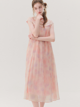 Romantic Gradient Mandarin Collar Dress
