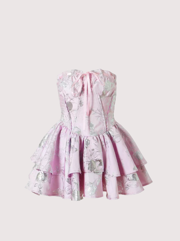 Silver Bloom Corset Dress