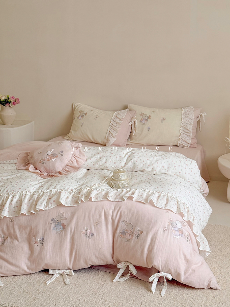Bunny Garden French Cotton Bedding Set