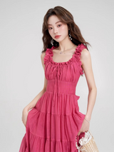 Fairy Rose Tiered Midi Dress