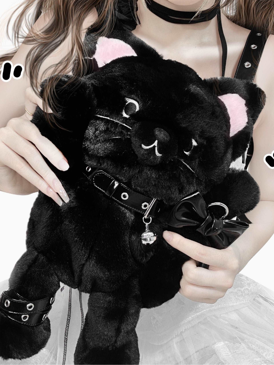 Kitten Demon Plushies Black Cat Doll Backpack Bag