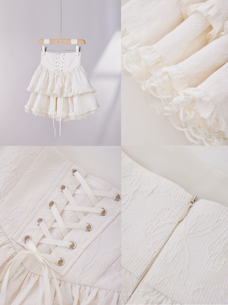 Lace-Tiered Corset Skirt