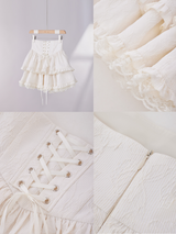 Lace-Tiered Corset Skirt