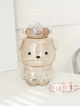 1000ML Portable Cute Bear Straw Milk Water Bottle