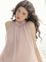 Rosette Whisper Halter Dress