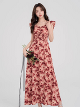 Vintage Rose Slit Maxi Dress