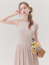 Romantic French Cotton Blend Long Dress